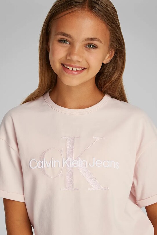 Дитяча бавовняна футболка Calvin Klein Jeans IG0IG02861.104.116.PPYA рожевий