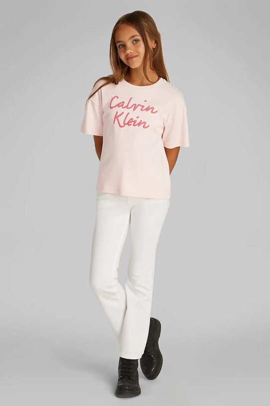 Детская хлопковая футболка Calvin Klein Jeans хлопок розовый IG0IG02864.PPYA