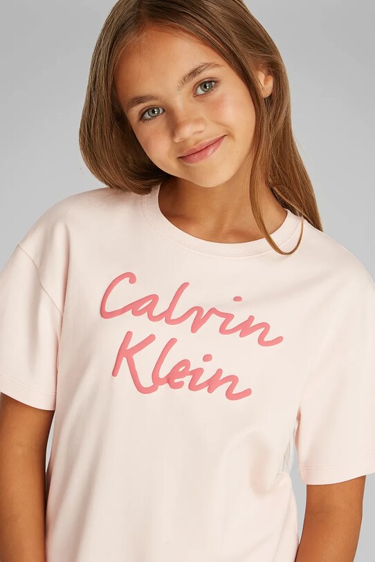 Детская хлопковая футболка Calvin Klein Jeans IG0IG02864.PPYA розовый