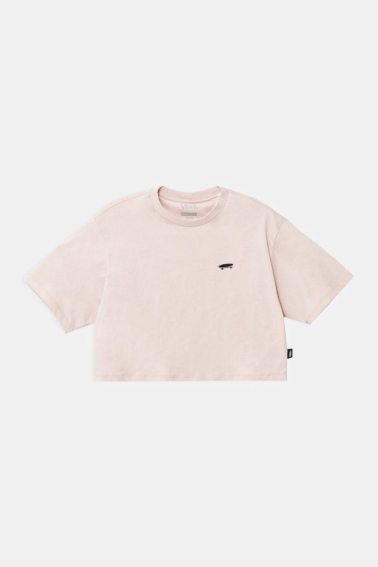 Otroška bombažna kratka majica Vans SALTON RELAX CROP Okrogel roza VN000P5RO3N1