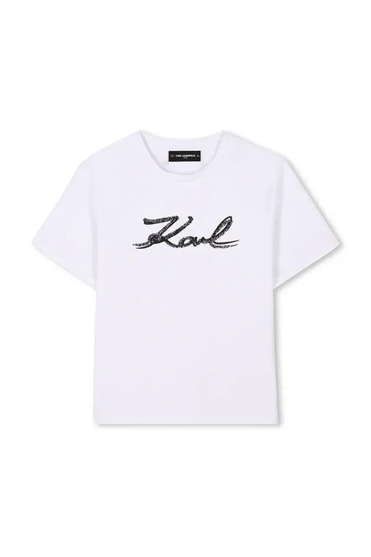 Karl Lagerfeld tricou de bumbac pentru copii Z30485.86.108 alb SS25