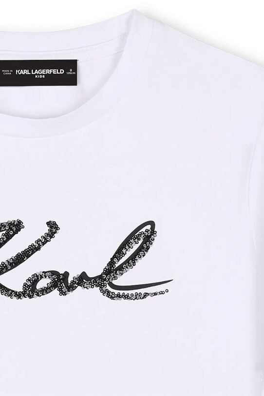 Παιδικό βαμβακερό μπλουζάκι Karl Lagerfeld λευκό Z30485.114.150