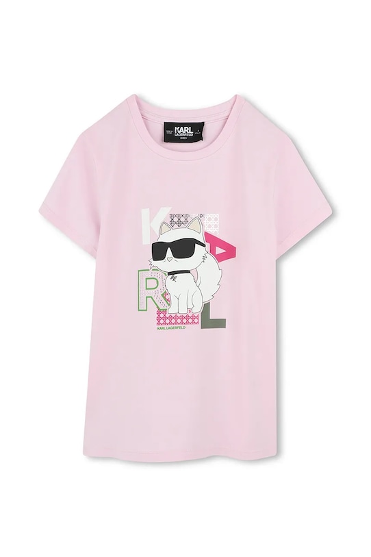 Karl Lagerfeld tricou de bumbac pentru copii print roz Z30491.86.108