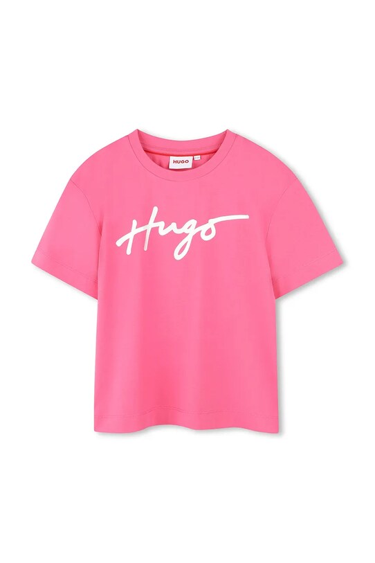 HUGO tricou de bumbac pentru copii print roz G00390.102.108