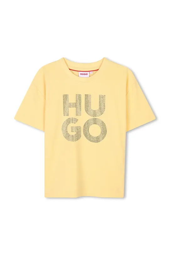 HUGO t-shirt bawełniany dziecięcy G00391.102.108 żółty SS25