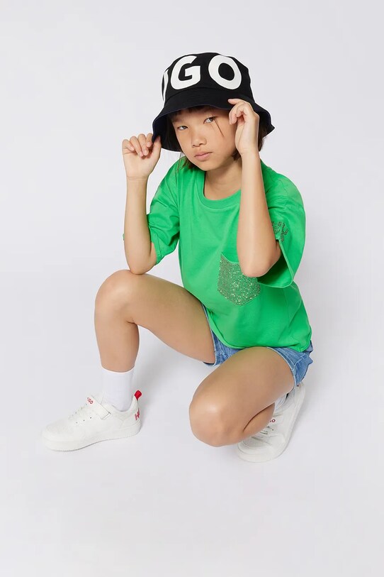 HUGO tricou de bumbac pentru copii verde G00393.162.174