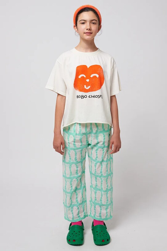 Bobo Choses tricou de bumbac pentru copii Joyful Face alb 125AC017