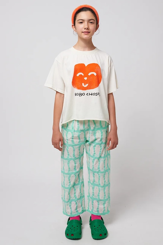 Bobo Choses t-shirt bawełniany dziecięcy Joyful Face biały 125AC017
