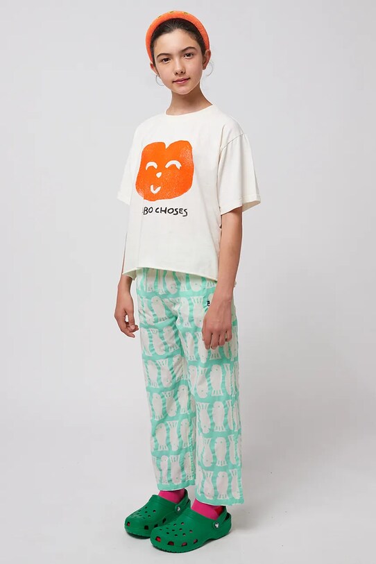 Bobo Choses tricou de bumbac pentru copii Joyful Face 125AC017 alb
