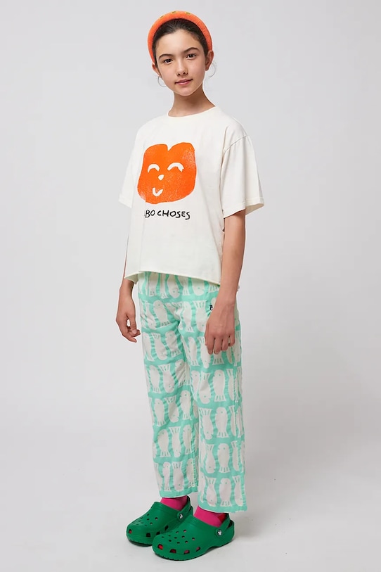 Bobo Choses t-shirt bawełniany dziecięcy Joyful Face 125AC017 biały
