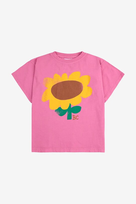 Bobo Choses t-shirt bawełniany dziecięcy Sunflower 125AC009 różowy SS25