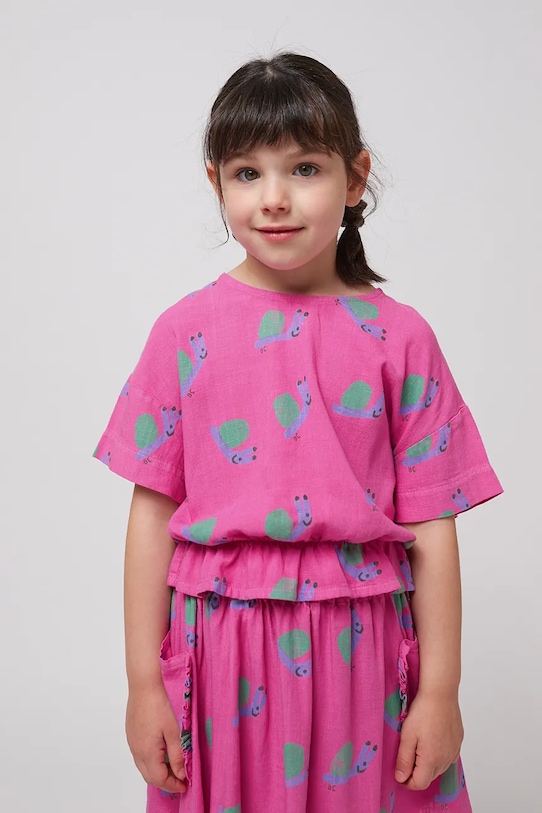 Дитяча футболка Bobo Choses Funny Snail льон рожевий 125AC029