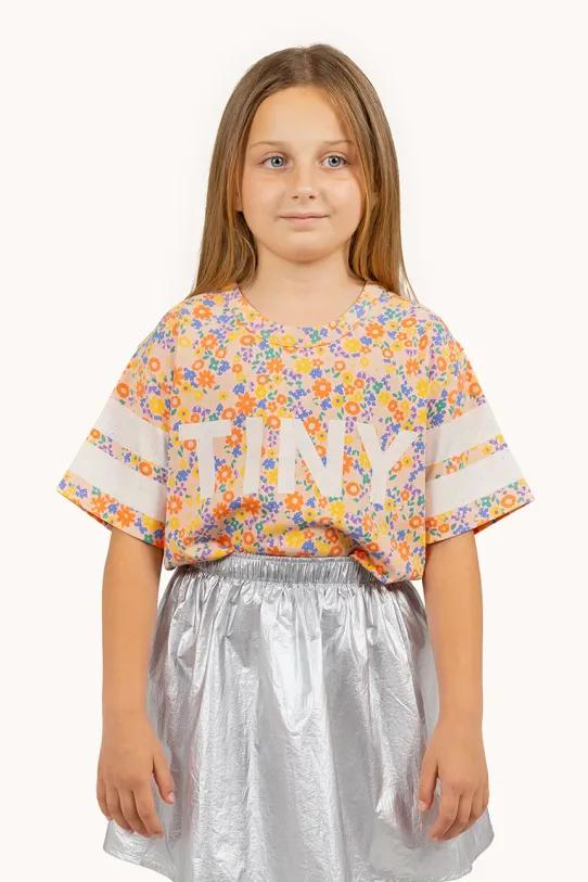 Tinycottons t-shirt bawełniany dziecięcy GARDEN TEE nadruk pomarańczowy SS25.018