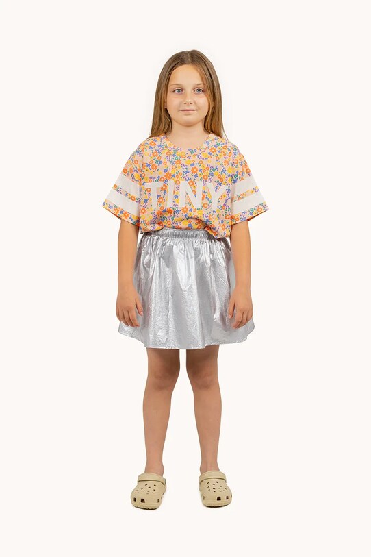 Otroška bombažna kratka majica Tinycottons GARDEN TEE oranžna SS25.018