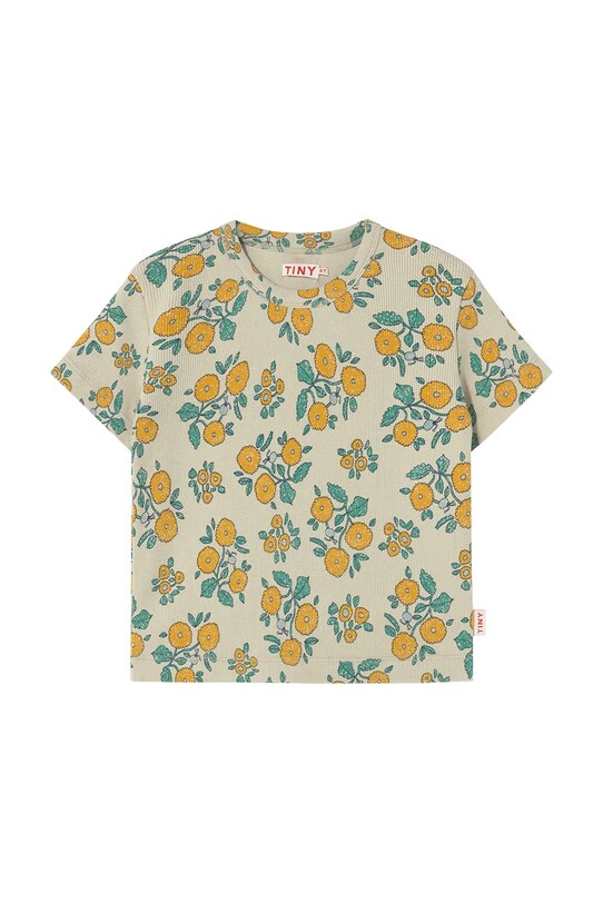 Otroška kratka majica Tinycottons FLOWERS TEE SS25.042 bež SS25