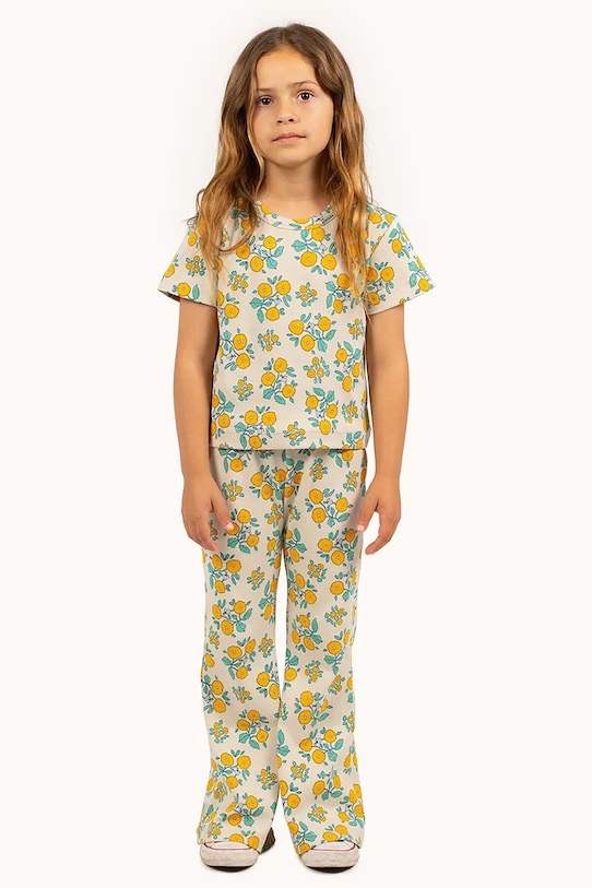 Otroška kratka majica Tinycottons FLOWERS TEE bež SS25.042