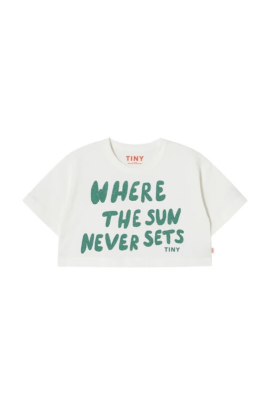Otroška bombažna kratka majica Tinycottons THE SUN GRAPHIC CROP TEE SS25.092 bež SS25
