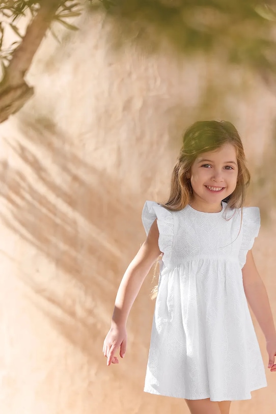 Otroška bombažna obleka Tartine et Chocolat Okrogel bela CA30081.71.74