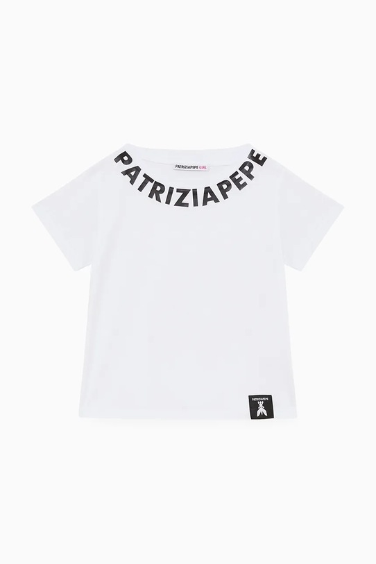 Patrizia Pepe t-shirt bawełniany dziecięcy K103 nadruk biały 7M0904