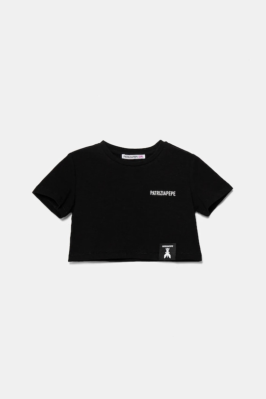 Patrizia Pepe t-shirt dziecięcy K103 aplikacja czarny 7M0908