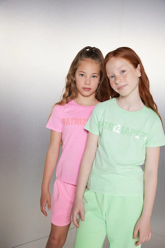 Patrizia Pepe t-shirt bawełniany dziecięcy G604 nadruk zielony 7M0914
