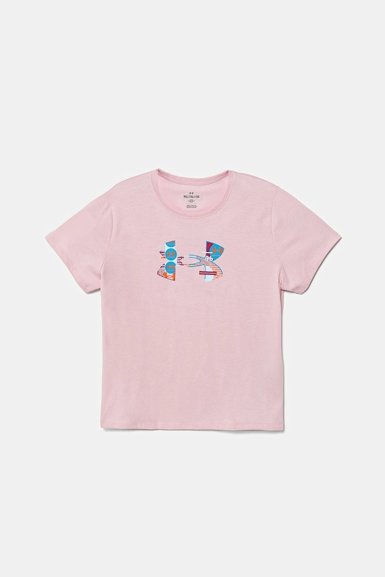 Dětské tričko Under Armour Big Logo Fill SS kulatý růžová 1389769