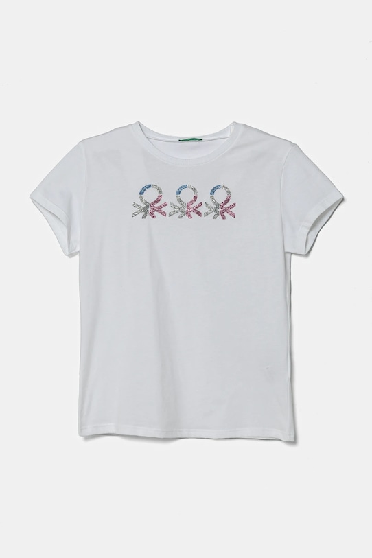 United Colors of Benetton t-shirt bawełniany dziecięcy nadruk biały 3I1XC10MZ.G.Seasonal