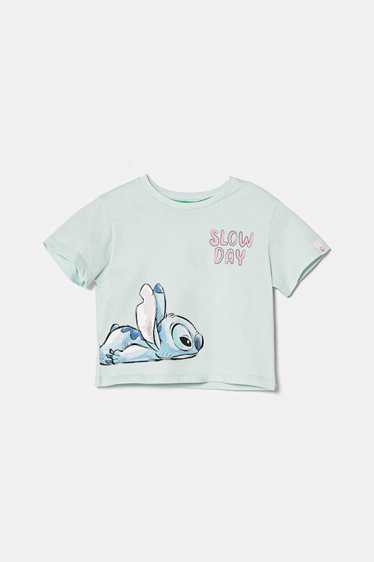 Дитяча бавовняна футболка United Colors of Benetton бавовна бірюзовий 35RYG10HQ.P.Seasonal