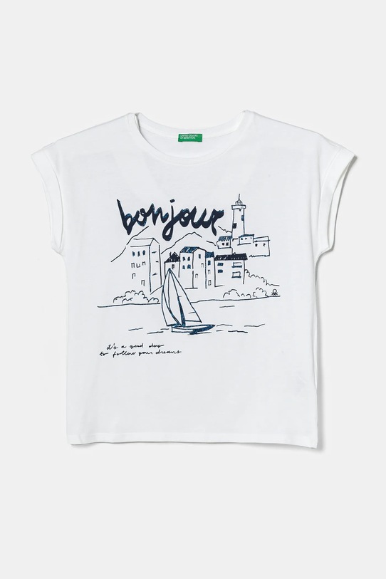 Dětské bavlněné tričko United Colors of Benetton kulatý bílá 3I1XC10NZ.G.Seasonal