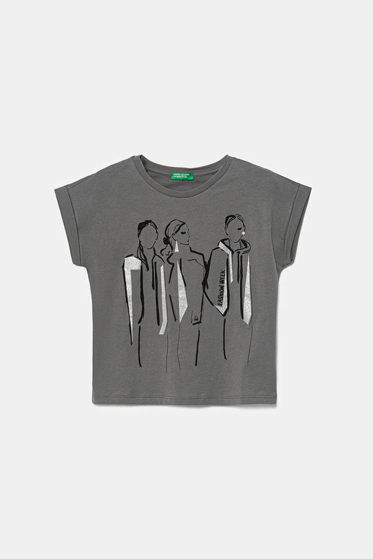 United Colors of Benetton t-shirt bawełniany dziecięcy nadruk szary 3I1XC10NZ.G.Seasonal