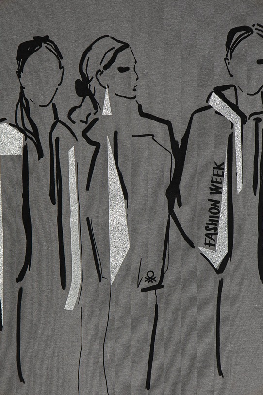 Dziewczynka United Colors of Benetton t-shirt bawełniany dziecięcy 3I1XC10NZ.G.Seasonal szary