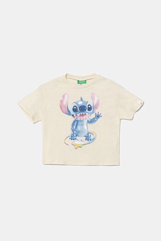 United Colors of Benetton tricou de bumbac pentru copii print bej 35RYC10MV.G.Seasonal