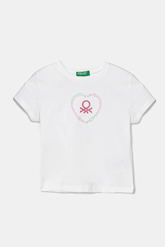 United Colors of Benetton tricou de bumbac pentru copii print alb 3I1XG10HU.P.Seasonal