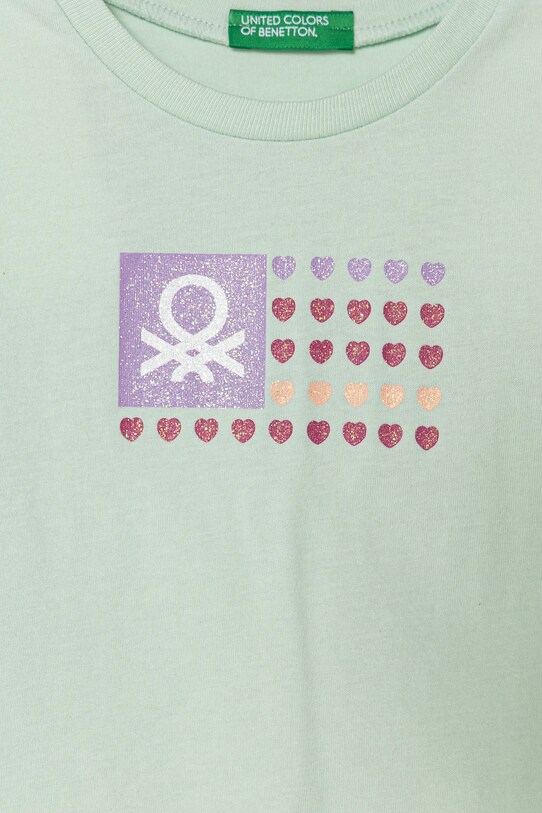 Fete United Colors of Benetton tricou de bumbac pentru copii 3I1XG10HU.P.Seasonal verde