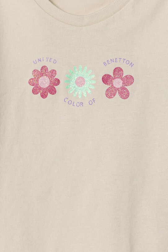 Fete United Colors of Benetton tricou de bumbac pentru copii 3I1XG10HU.P.Seasonal bej