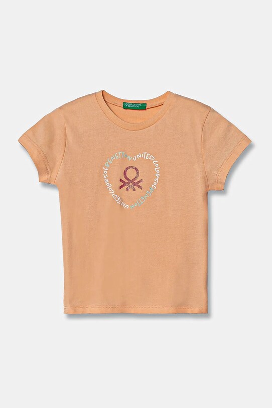 United Colors of Benetton tricou de bumbac pentru copii print portocaliu 3I1XG10HU.P.Seasonal