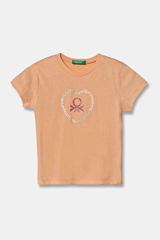 United Colors of Benetton tricou de bumbac pentru copii print portocaliu 3I1XG10HU.P.Seasonal