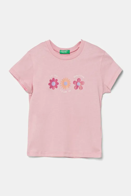 United Colors of Benetton tricou de bumbac pentru copii print roz 3I1XG10HU.P.Seasonal