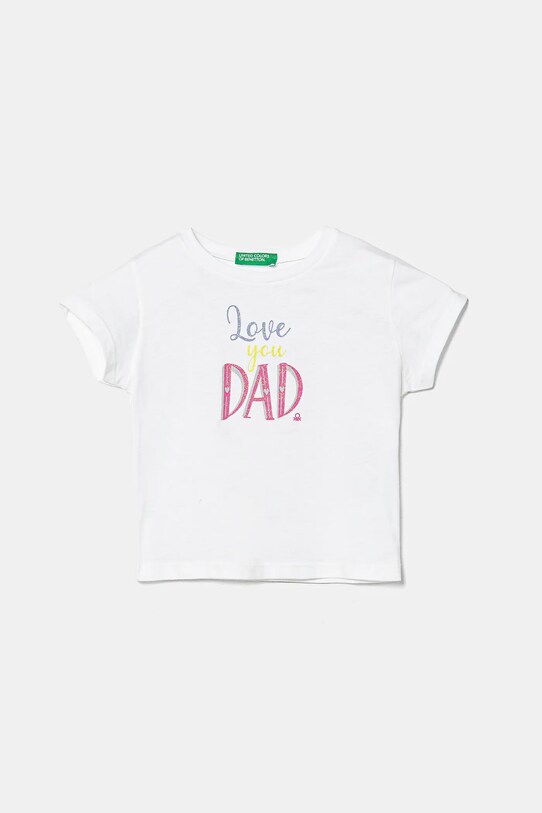 United Colors of Benetton tricou de bumbac pentru copii print alb 3I1XG10J2.P.Seasonal