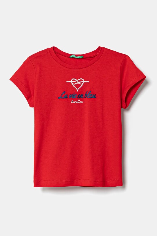 United Colors of Benetton t-shirt bawełniany dziecięcy nadruk czerwony 3I1XG10J2.P.Seasonal