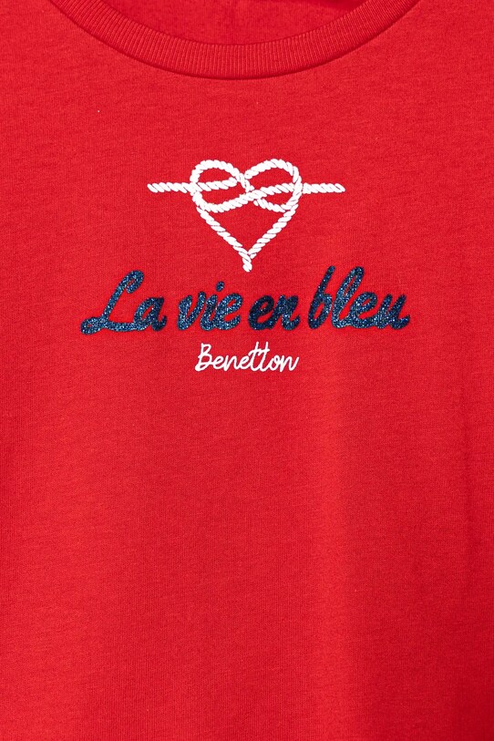 Dziewczynka United Colors of Benetton t-shirt bawełniany dziecięcy 3I1XG10J2.P.Seasonal czerwony