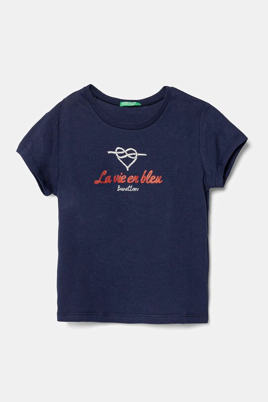 United Colors of Benetton tricou de bumbac pentru copii print bleumarin 3I1XG10J2.P.Seasonal