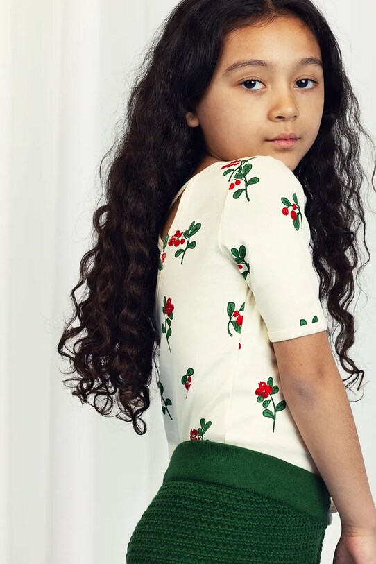 Παιδικό βαμβακερό μπλουζάκι Mini Rodini Lingonberries βαμβάκι μπεζ 2522011311