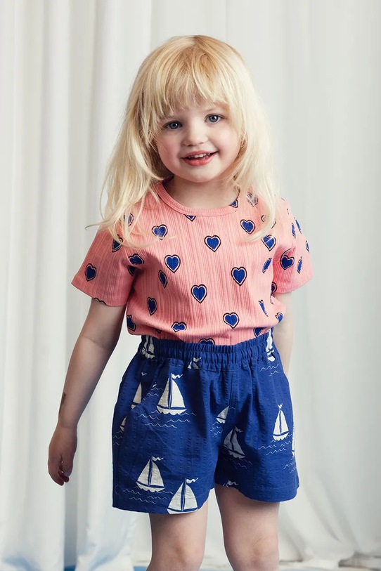 Mini Rodini t-shirt bawełniany dziecięcy Outlined hearts wzorzyste różowy 2522013128