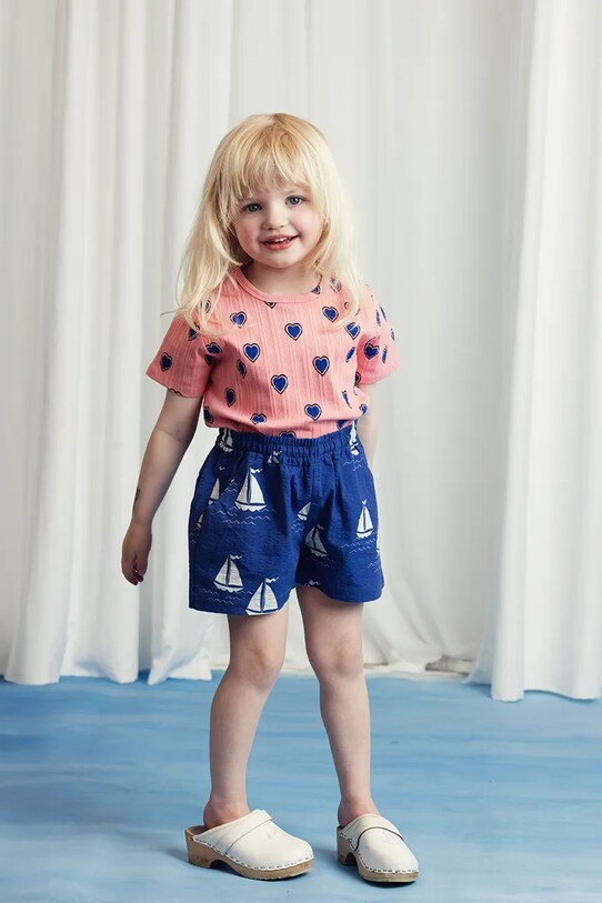 Mini Rodini t-shirt bawełniany dziecięcy Outlined hearts 2522013128 różowy