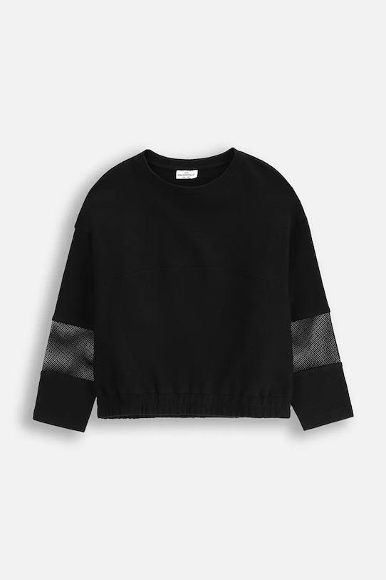 Coccodrillo longsleeve din bumbac pentru copii uni negru WC5143104CGJ