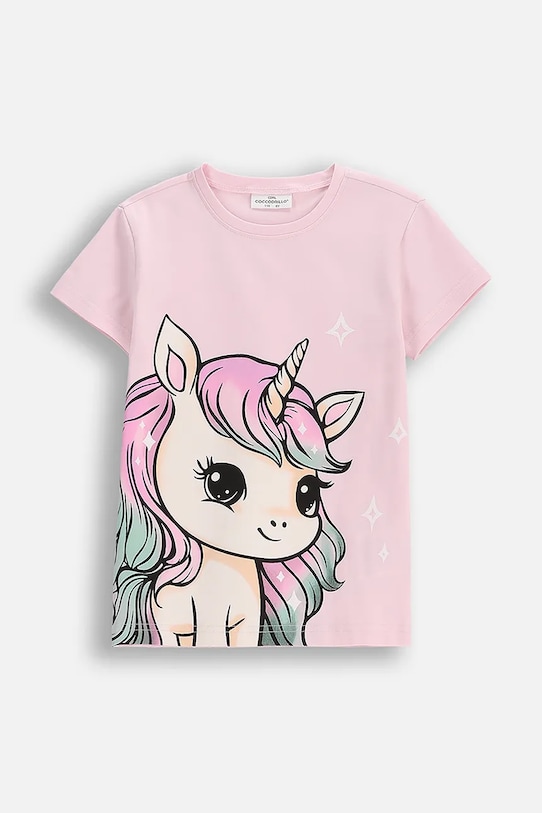Coccodrillo t-shirt dziecięcy z elastanem różowy WC5143223VGB