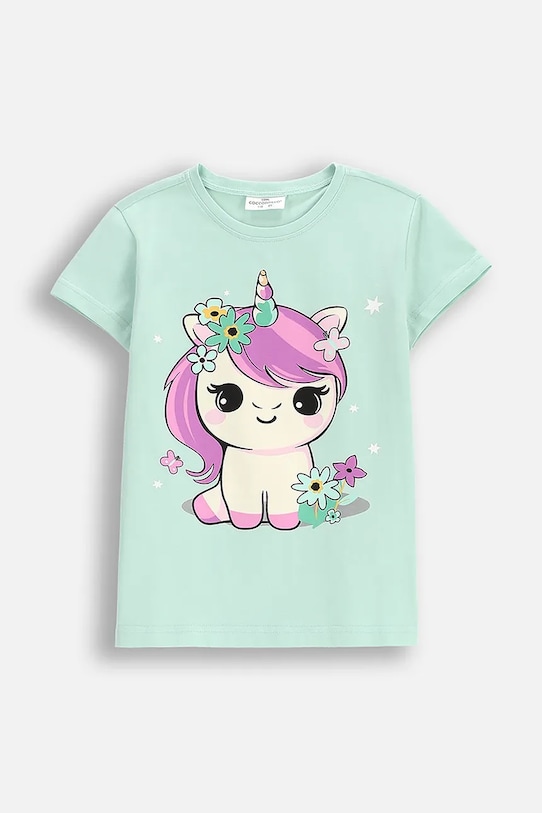 Coccodrillo t-shirt dziecięcy z elastanem turkusowy WC5143224VGB