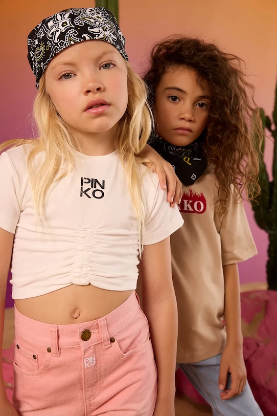 Pinko Up tricou copii cu elastan alb KFTS007.C.JE010