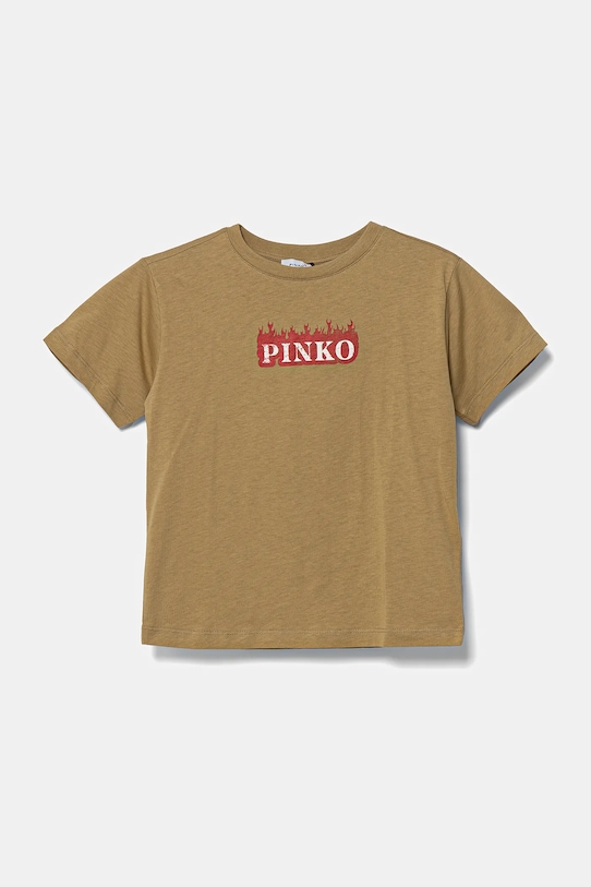 Дитяча бавовняна футболка Pinko KFTS014.C.JF025 бежевий SS25